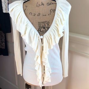 Knit top with ruffles